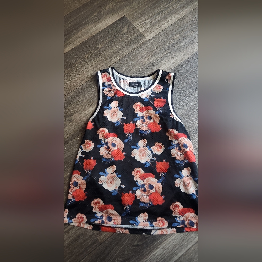 Mens No Boundaries Black and White Patterned Tank